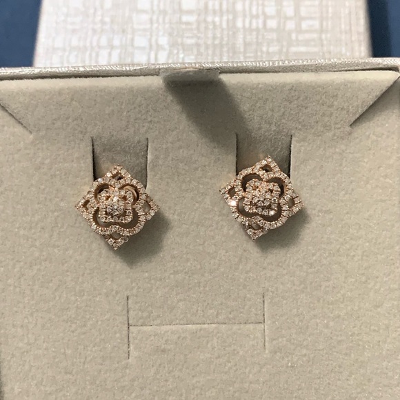 Vintage 10k Diamond Rose Gold Earrings - Picture 8 of 13